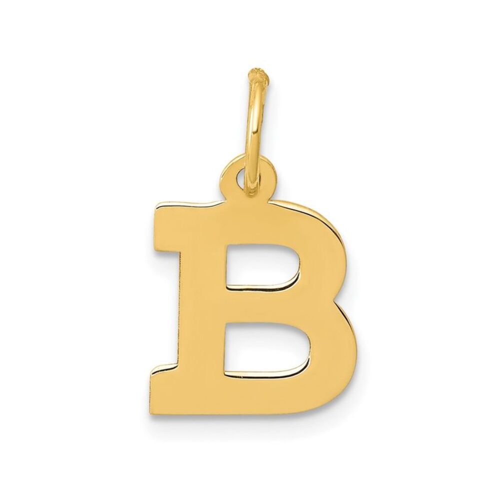 10k Yellow Gold Small Block Initial B Charm - image 1